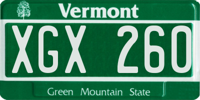 VT license plate XGX260