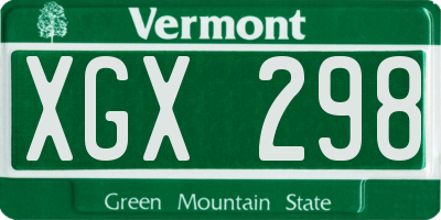 VT license plate XGX298