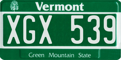 VT license plate XGX539