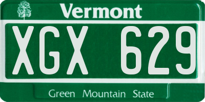 VT license plate XGX629
