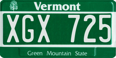VT license plate XGX725