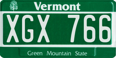VT license plate XGX766