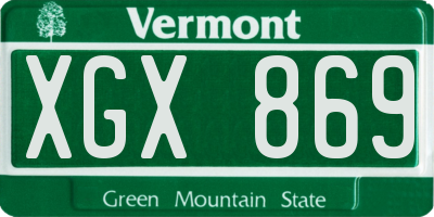VT license plate XGX869