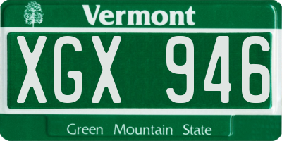 VT license plate XGX946