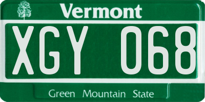 VT license plate XGY068