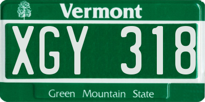 VT license plate XGY318