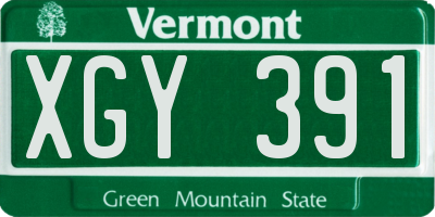 VT license plate XGY391