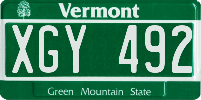 VT license plate XGY492