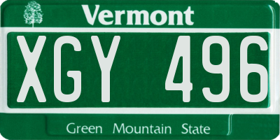 VT license plate XGY496