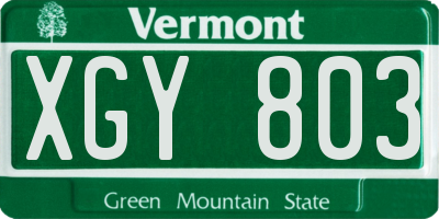 VT license plate XGY803