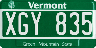 VT license plate XGY835
