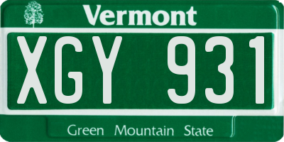 VT license plate XGY931