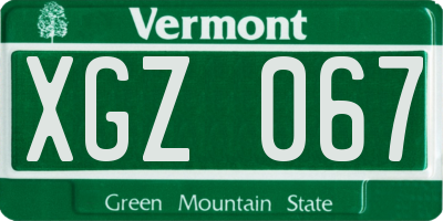 VT license plate XGZ067