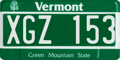 VT license plate XGZ153