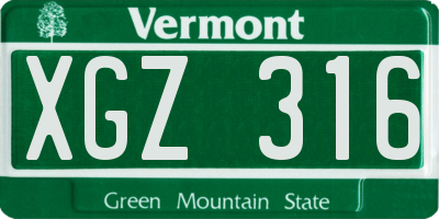 VT license plate XGZ316