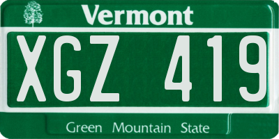 VT license plate XGZ419