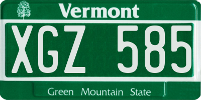 VT license plate XGZ585