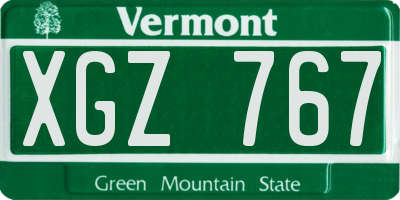 VT license plate XGZ767