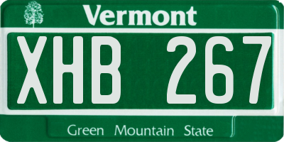 VT license plate XHB267
