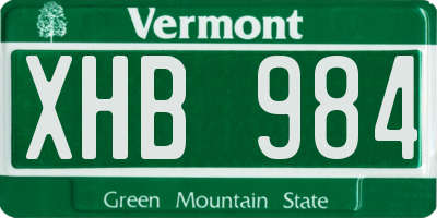 VT license plate XHB984