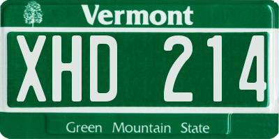 VT license plate XHD214