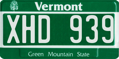 VT license plate XHD939