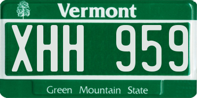 VT license plate XHH959