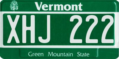 VT license plate XHJ222