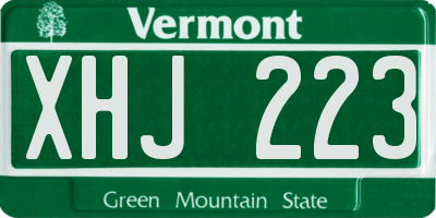 VT license plate XHJ223