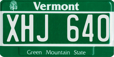 VT license plate XHJ640