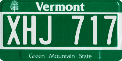 VT license plate XHJ717
