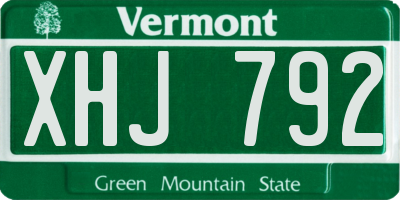 VT license plate XHJ792