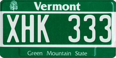 VT license plate XHK333