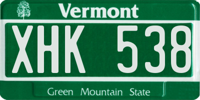 VT license plate XHK538