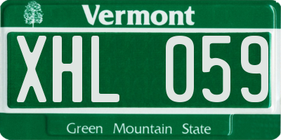 VT license plate XHL059