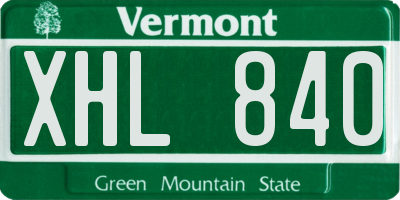 VT license plate XHL840