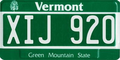 VT license plate XIJ920
