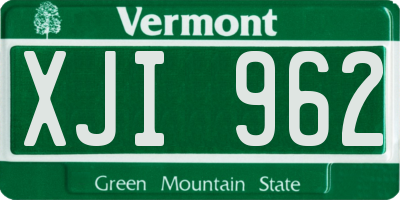 VT license plate XJI962