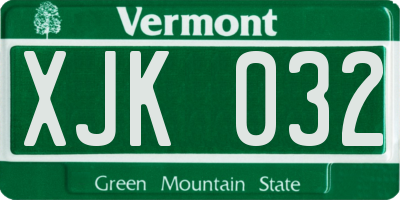 VT license plate XJK032