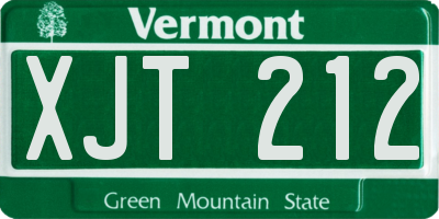VT license plate XJT212