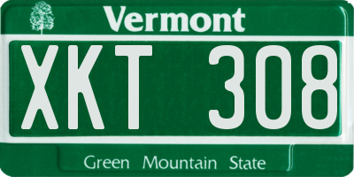 VT license plate XKT308