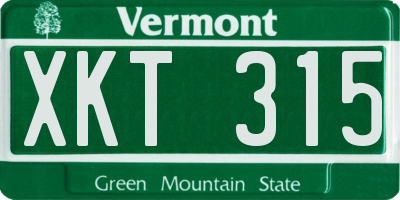 VT license plate XKT315