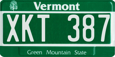 VT license plate XKT387