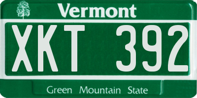 VT license plate XKT392