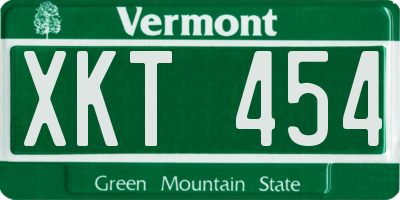 VT license plate XKT454
