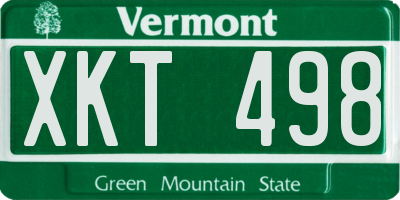VT license plate XKT498