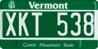 VT license plate XKT538