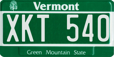 VT license plate XKT540