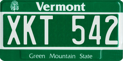 VT license plate XKT542