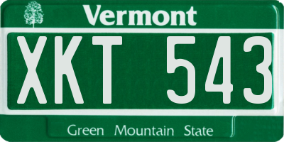 VT license plate XKT543